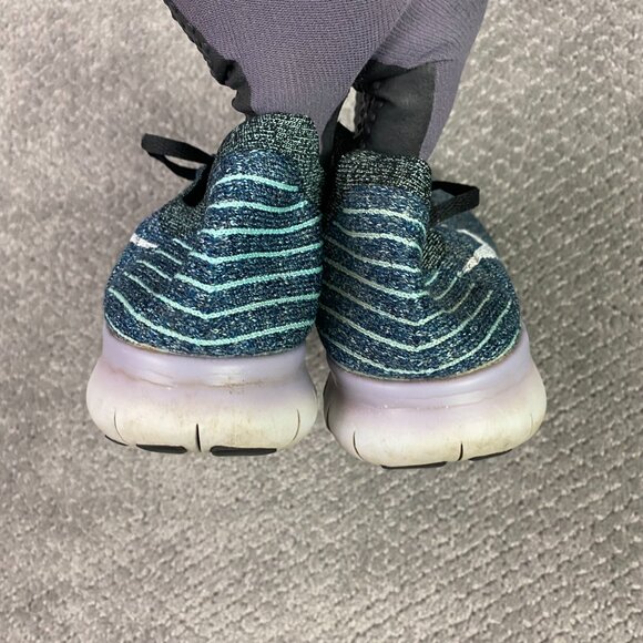 Nike Free RN Flyknit Running Shoes Women's 9 Blue Teal Pink Sneakers 831070 004 - Picture 5 of 15